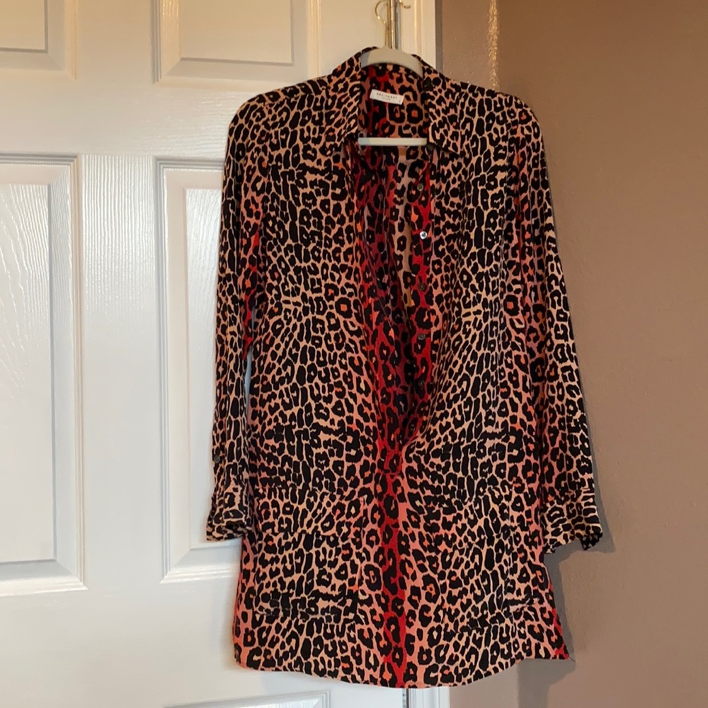 Equipment Femme Leopard Silk Shirtdress Sz S